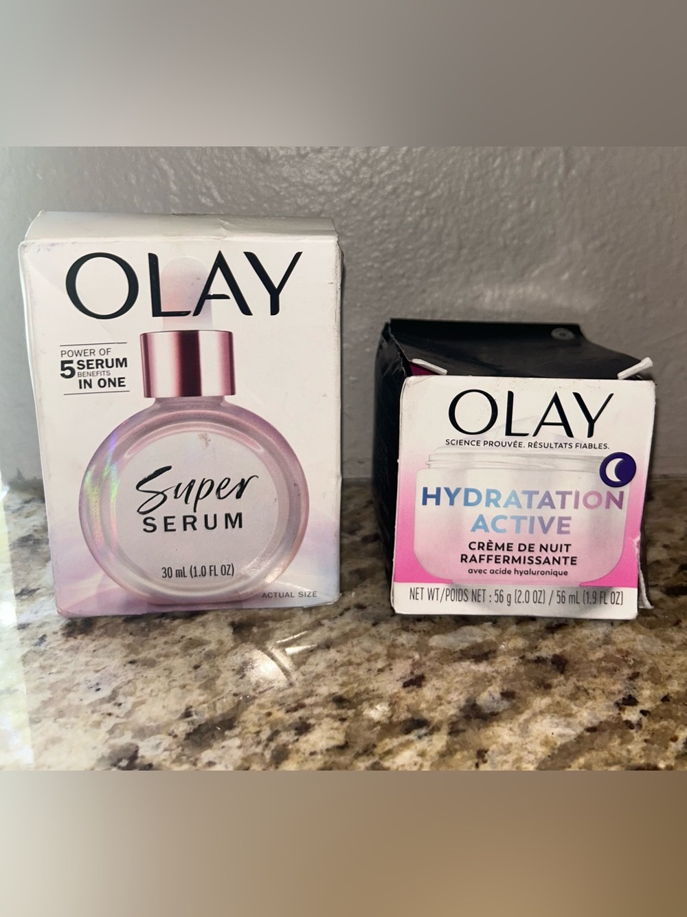 OLAY Super Serum & Hydration Active Night Cream. Bundle